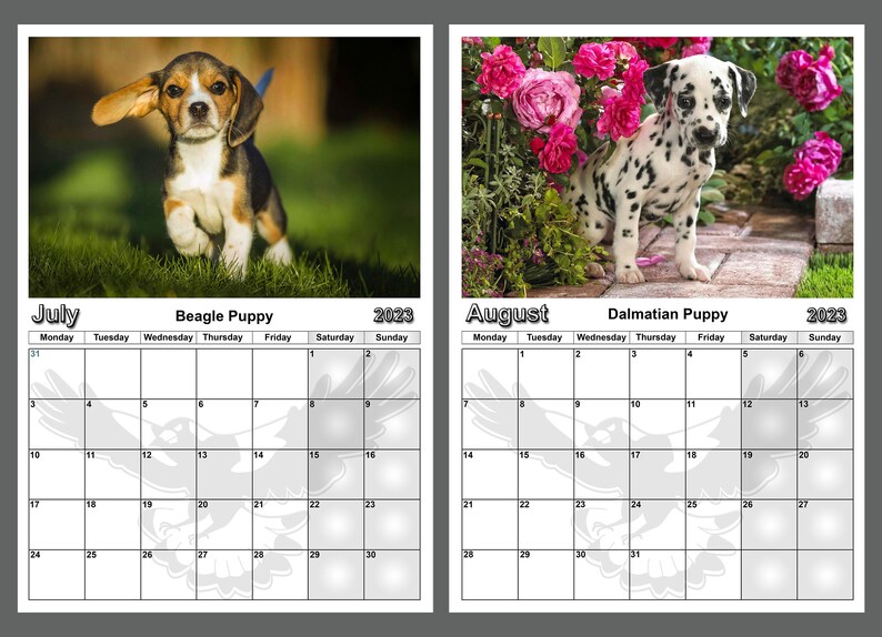 Puppy Calendar 2023 Cute Puppy Yearly Calendar Puppy Dog Etsy