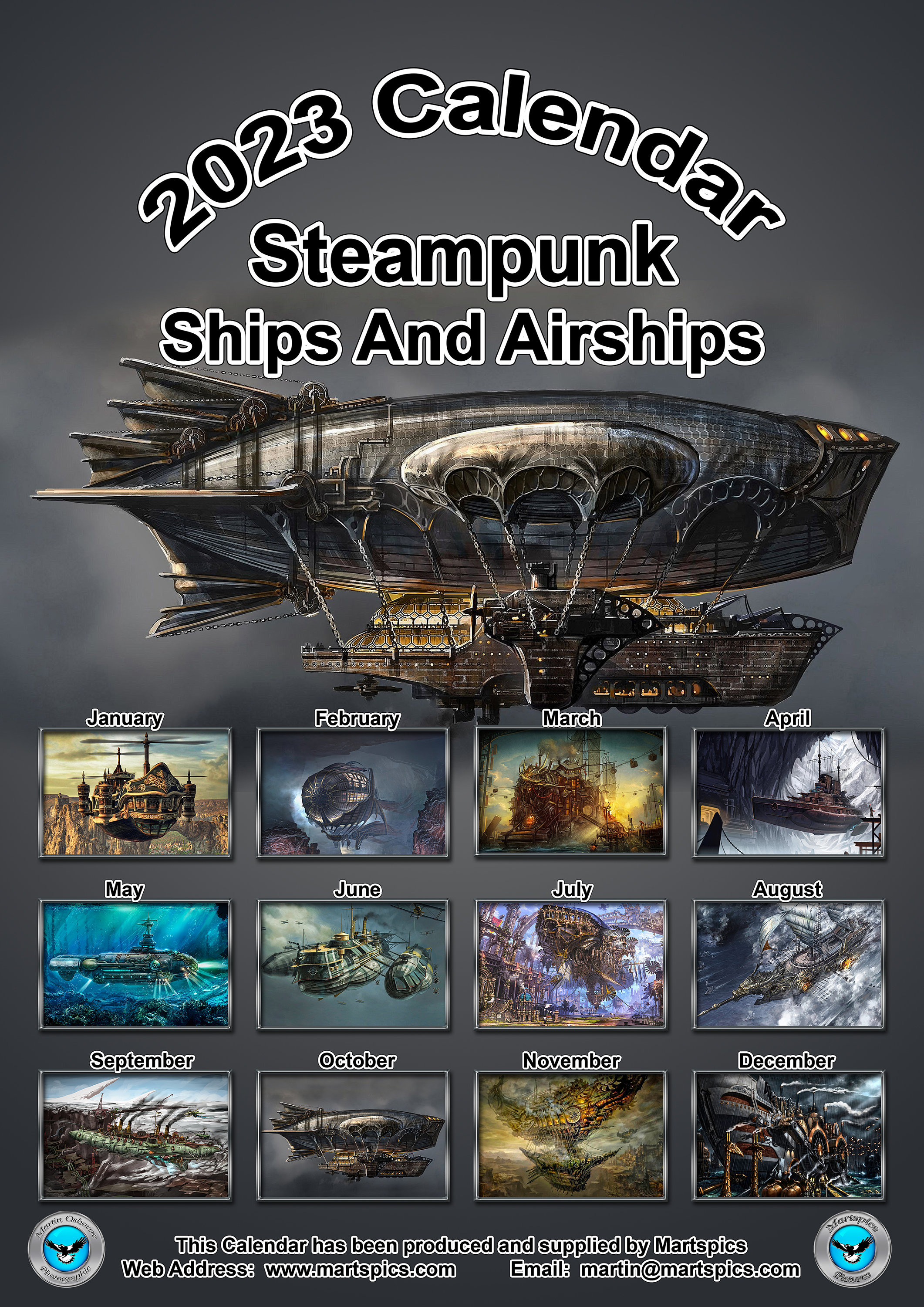 Steampunk Calendar 2023 Calendar 2023 Yearly Calendar Steampunk Ship And Airship | Etsy