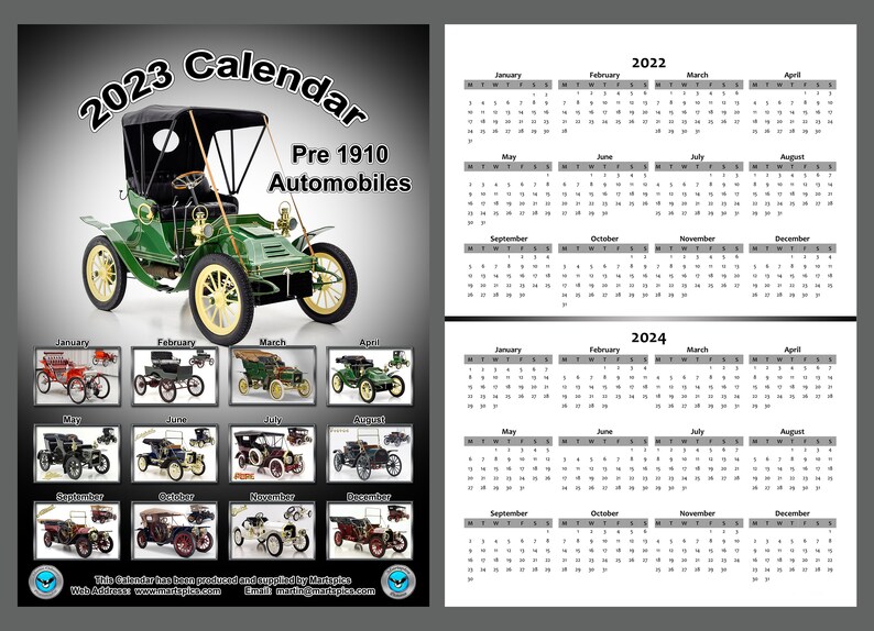 Calendrier Automobile 2023 Calendar 2023 Pre 1910 Vintage / Classic Automobiles Twelve | Etsy