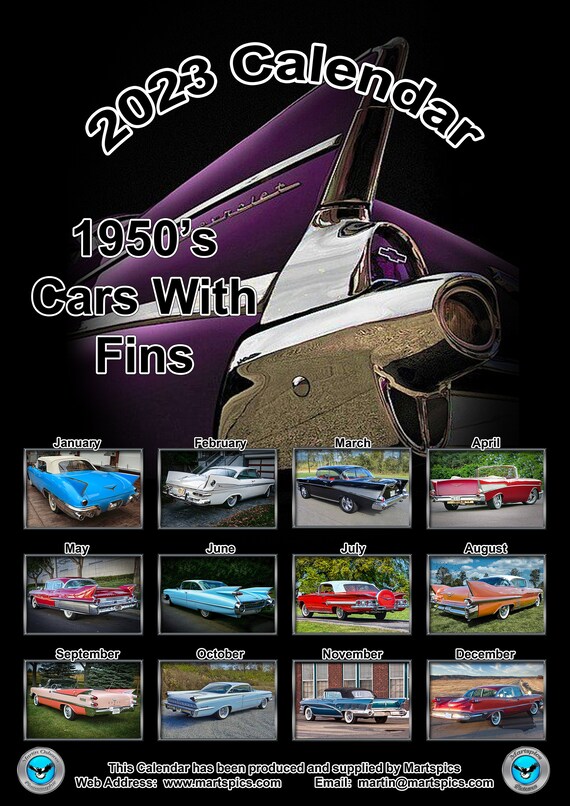 Calendrier 2023 Vintage Calendar 2023 1950'S Cars With Fins Twelve Individual | Etsy Ireland