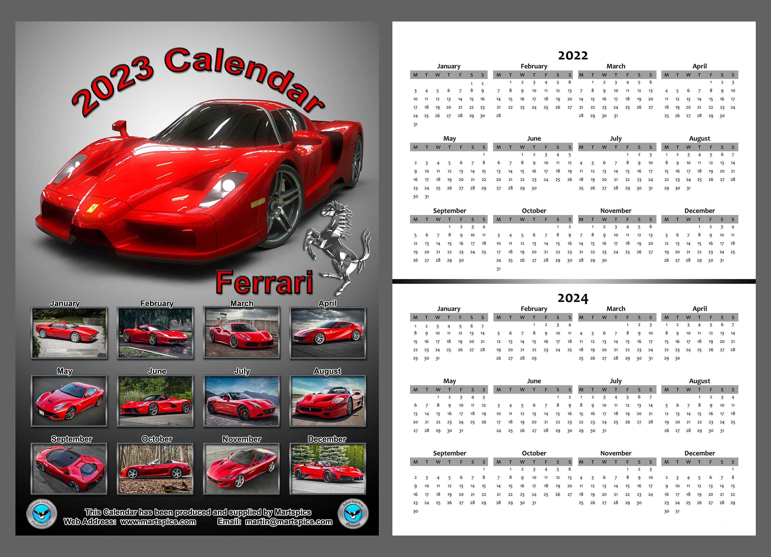 Calendar 2023 Ferrari Sports Cars 14 Full Gloss A4 Size Pages Etsy UK