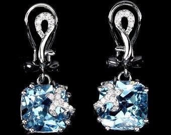 Blue Topaz Cushion Earrings.