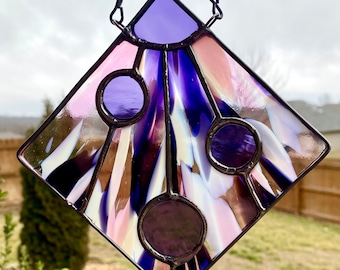 Stained Glass Purple Spirit Glass Abstract Panel