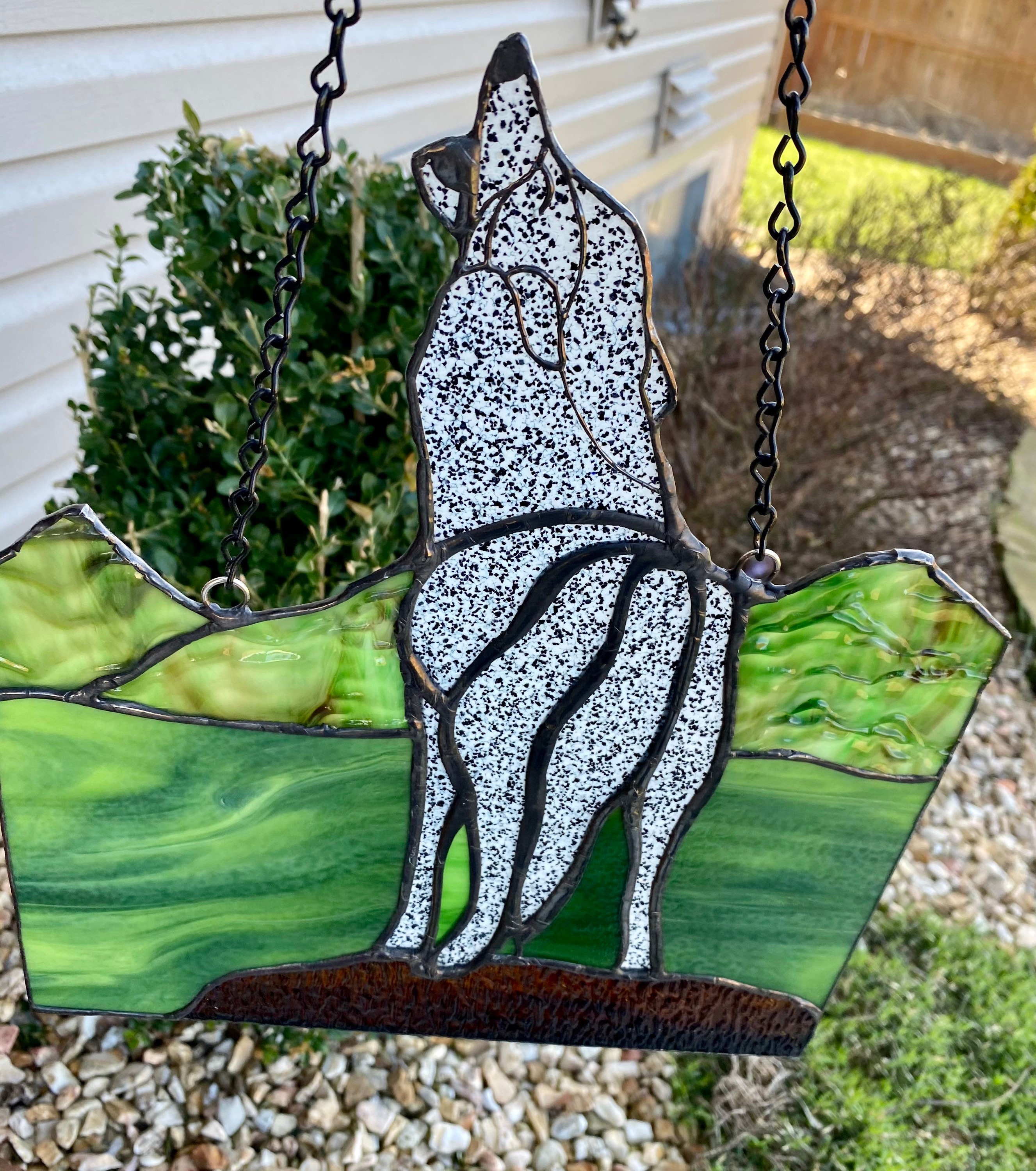 Stained Glass Howling Wolf Panel Etsy