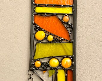 Summer Banner:  Original Leaded Mosaic Design in Orange & Yellow