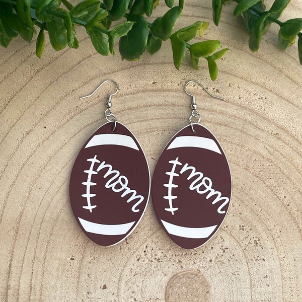 Football Mom  customizable faux leather earring softball earrings mom earrings