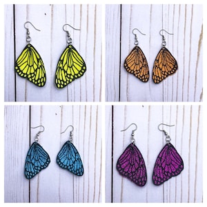 Butterfly wing sparkle faux leather earrings