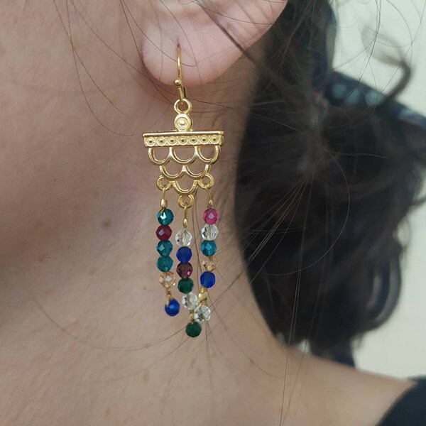 Roman inspired earrings for women, crotalia, unique earrings, handmade earrings
