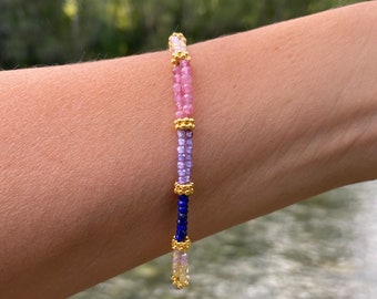 Multiple gemstones bracelet, double strand colored bracelet, tourmaline bracelet, lapis lazuli, labradorite bracelet, very dainty jewel