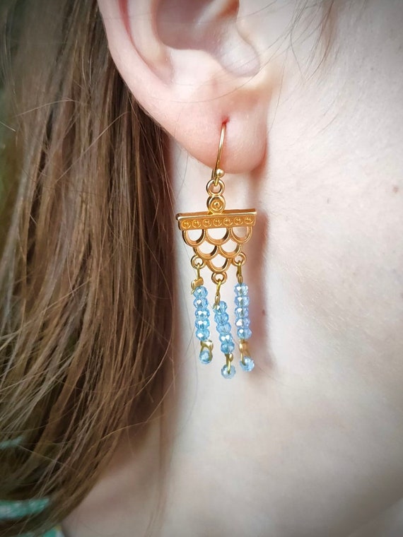 Roman Style Earrings Roman Inspired Boho Earrings for Women. Blue