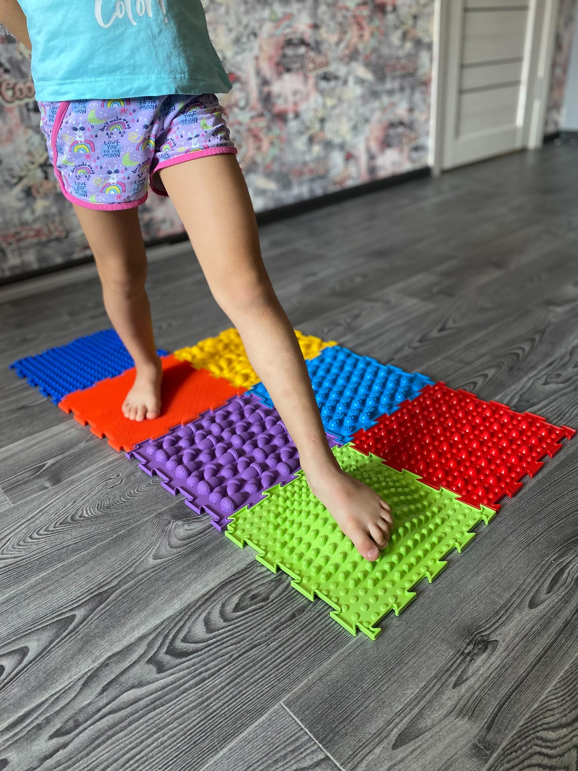 Sensory steps Kids Puzzle Baby Play mat set RAINBOW 7 Etsy