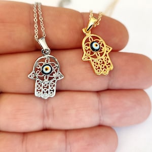 Collier Hamsa Evil Eye - Main de Fatima Evil Eye Pendentif - Main de Fatima Evil Eye Charm Collier pour femme, Bracelet turc Evil Eye