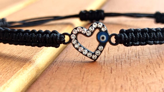 evil eye heart on macrame cord evil eye heart on macrame cord