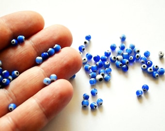 4 mm Navy Blue Turkish Evil Eye Tiny Beads From Turkey Set of 100 Pieces Blue Nazar Evil Eye Good Luck Beads Turkish Eye Beads Jewelry