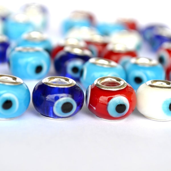 Pandora Beads - Evil Eye Charm Beads - Evil Eye Pandora Beads - Large Evil Eye Beads For Bracelet or Necklace - Turkish Evil Eye Supplies