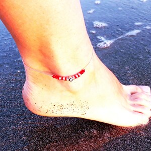 Red Evil Eye Anklet For Summer - Beach Anklet For Women - Evil Eye Anklet - Beach Jewelery - Evil Eye Charm Ankle - Evil Eye Ankle Bracelet