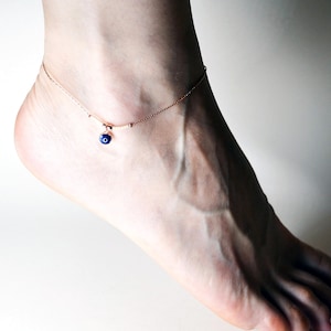 Evil Eye Anklet - Beach Anklet For Women - Blue Turkish Evil Eye Anklet - Beach Jewelery - Evil Eye Charm Ankle - Evil Eye Ankle Bracelet