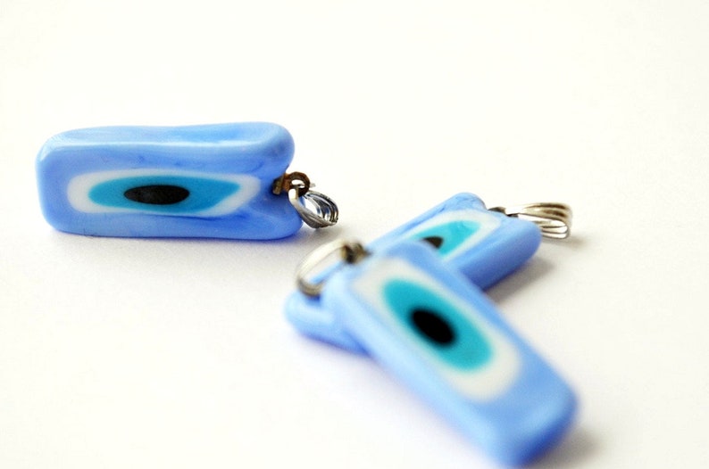 Handmade Evil Eye Beads Lamp Work Evil Eye Necklace 3 Pcs Turquoise Murano Glass Evil Eye Pendants Murano Lampwork Turkish Evil Eye
