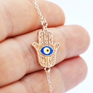 Evil Eye Hamsa Bracelet - Hand Of Fatima Evil Eye Bracelet - Hand Of Fatima Evil Eye Charm Bracelet For Women, Turkish Evil Eye Bracelet