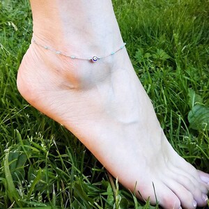 Evil Eye Anklet - Beach Anklet For Women - Blue Turkish Evil Eye Anklet - Beach Jewelery - Evil Eye Charm Ankle - Evil Eye Ankle Bracelet