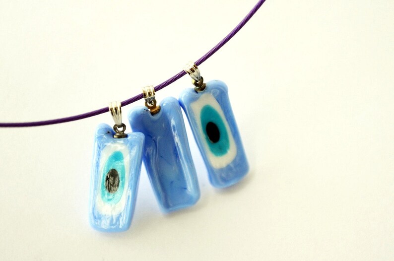Handmade Evil Eye Beads Lamp Work Evil Eye Necklace 3 Pcs Turquoise Murano Glass Evil Eye Pendants Murano Lampwork Turkish Evil Eye