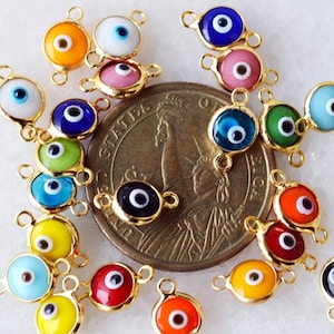 Colorful Evil Eye Beads Connectors For Bracelet, Evil Eye Beads, Turkish Evil Eye Charm, Evil Eye Bracelet Connector Beads Evil Eye Findings