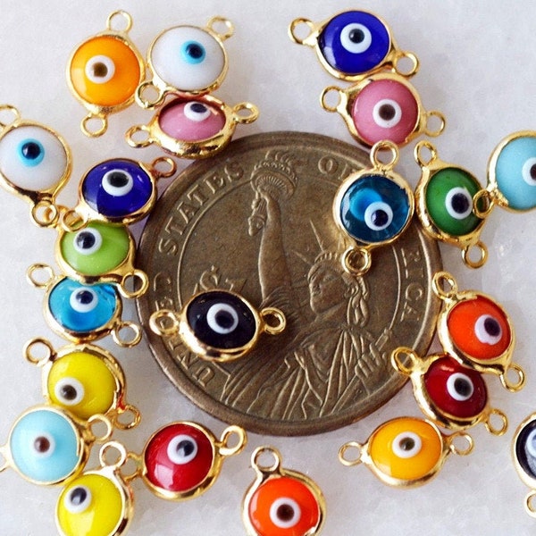 Colorful Evil Eye Beads Connectors For Bracelet, Evil Eye Beads, Turkish Evil Eye Charm, Evil Eye Bracelet Connector Beads Evil Eye Findings