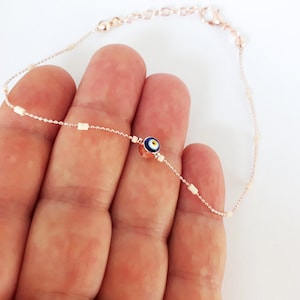 Evil Eye Anklet - Beach Anklet For Women - Blue Turkish Evil Eye Anklet - Beach Jewelery - Evil Eye Charm Ankle - Evil Eye Ankle Bracelet