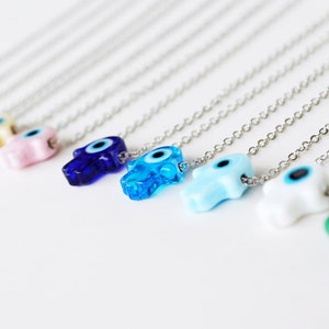 Evil Eye Hamsa Collier - Lampwork Murano Evil Eye Necklace - Hand Of Fatima Evil Eye Charm Pendant With , Protection and Luck symbol