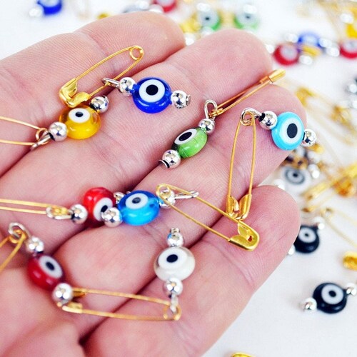 Evil Eye Safety Pins Wedding Invitation Favor Supplies Beads Etsy