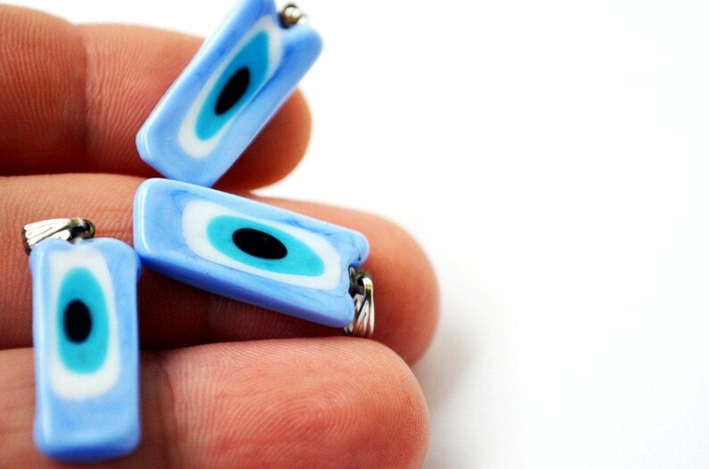 Handmade Evil Eye Beads Lamp Work Evil Eye Necklace 3 Pcs Turquoise Murano Glass Evil Eye Pendants Murano Lampwork Turkish Evil Eye