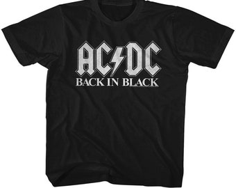 Kids ACDC Back In Black Youth Toddler Rock and Roll Music Shirt