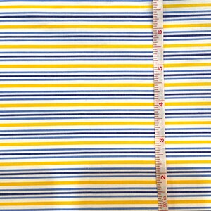 2 yds Striped Cotton Fabric 100% Egyptian Cotton white/blue/yellow Striped Fabric 45 image 3