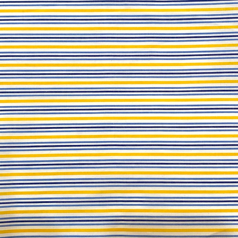 2 yds Striped Cotton Fabric 100% Egyptian Cotton white/blue/yellow Striped Fabric 45 image 2