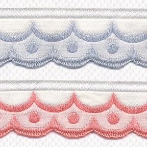 5 yds Scalloped Embroidered Trim Cotton Scalloped Trim Narrow Scalloped Trim Baby Trim Edging  Baby Bedding Cotton Scalloped Ribbon Trim