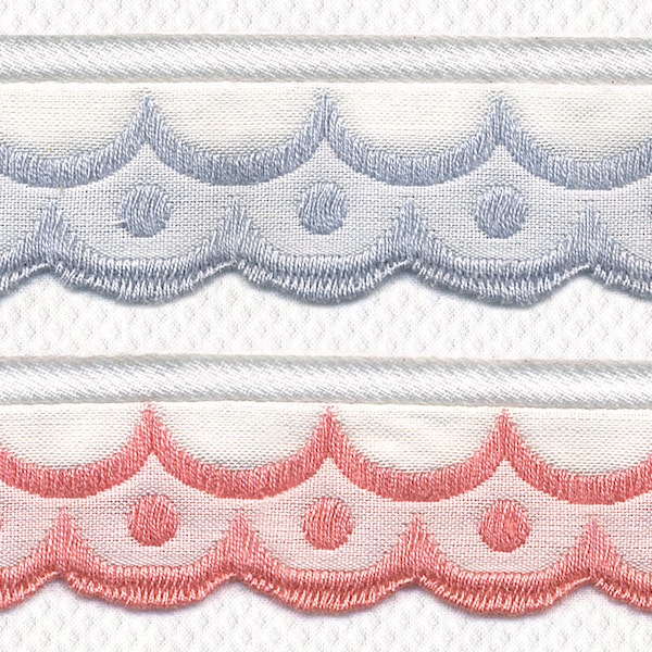 5 yds Scalloped Embroidered Trim Cotton Scalloped Trim Narrow Scalloped Trim Baby Trim Edging  Baby Bedding Cotton Scalloped Ribbon Trim