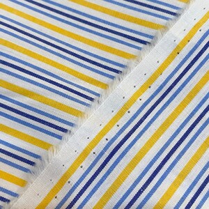 2 yds Striped Cotton Fabric 100% Egyptian Cotton white/blue/yellow Striped Fabric 45 image 5