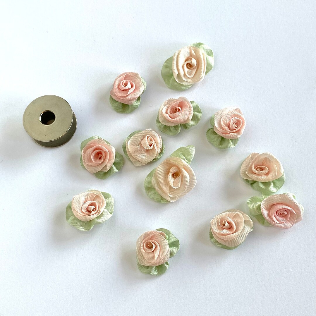 12 Mini Silk Rosettes Silk Ribbon Flowers Ribbon Work Vintage French