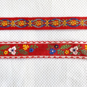 5 yds Tyrol Red Jacquard Ribbon Red Jacquard Trim Jacquard Red Ribbon