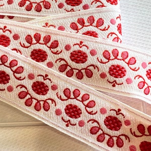 Jacquard Ribbon Raspberry Red White Red Ribbon Red Jacquard Ribbon