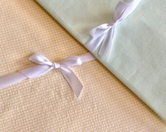 Mint or Yellow Crib Sheet, 100% Cotton Piqué Fitted Sheet