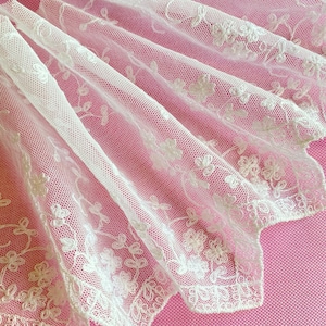 English Cotton Lace, 6.5” Wide Lace Flounce White Wide Lace Edging Floral Lace Edging Bridal Lace Edging