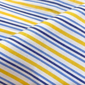 2 yds Striped Cotton Fabric 100% Egyptian Cotton white/blue/yellow Striped Fabric 45 image 4