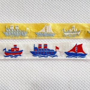 5 yds Ship Boat Sailboat Jacquard Ribbon