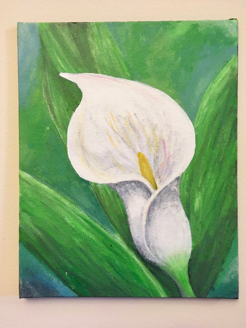 Calla Lily Original Acrylic Painting 10x7.5 White flower Etsy
