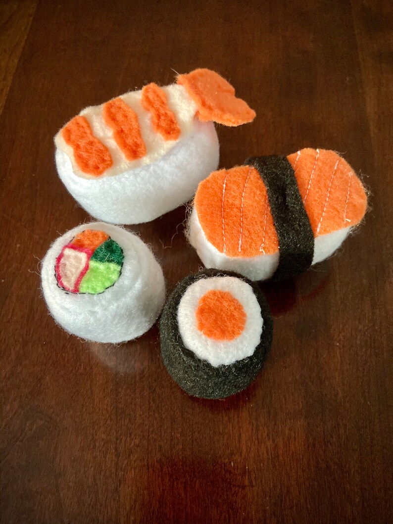 Sushi Plush Felted Catnip Cat Toys Unique Cute Crazy Cat Etsy