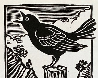 Passing By - Original Woodcut print, Limited Edition