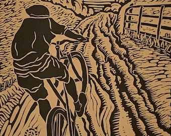 It&#39;s A Rough Climb - Original Handcarved Linocut Print, Limited Edition