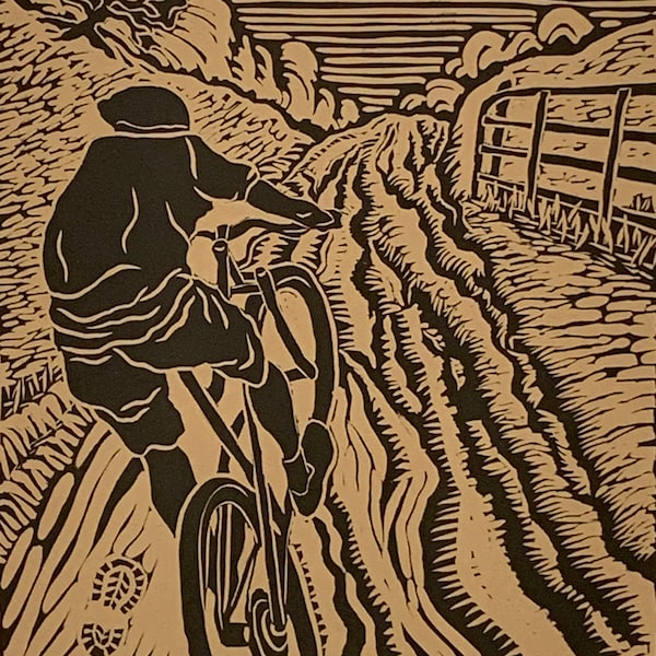 It's A Rough Climb - Original Handcarved Linocut Print, Limited Edition