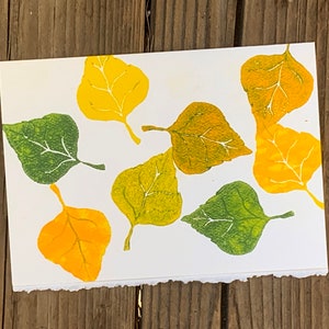 Hand Printed Autumn Colors Notecards - Autumn Leaves Linocut Greeting Cards